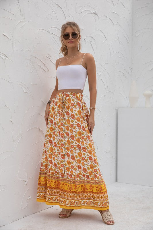 Womens Print Maxi Skirt-Charmful Clothing Boutique