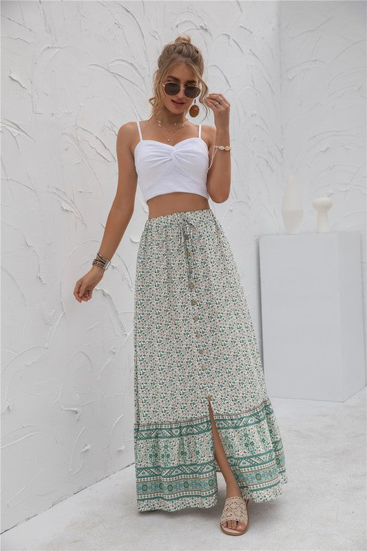 Womens Print Maxi Skirt-Charmful Clothing Boutique