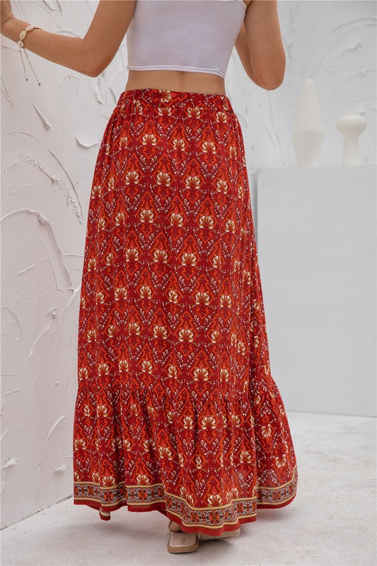 Womens Print Maxi Skirt-Charmful Clothing Boutique