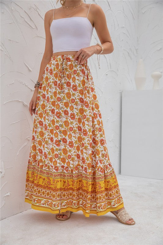 Womens Print Maxi Skirt-Charmful Clothing Boutique