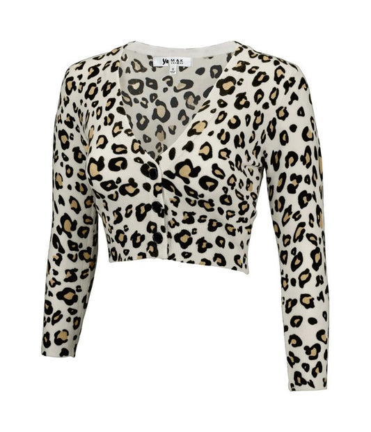 Cropped Bolero Leopard Print Sweater Cardigan-Charmful Clothing Boutique