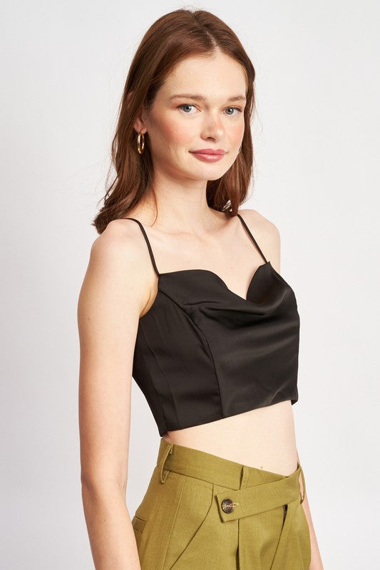 COWL NECK SATIN BUSTIER-Charmful Clothing Boutique