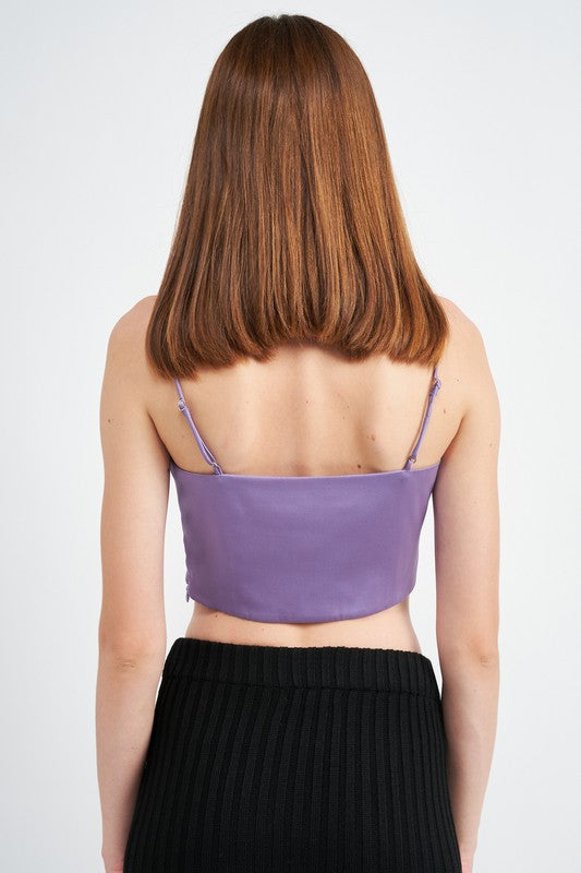 COWL NECK SATIN BUSTIER-Charmful Clothing Boutique