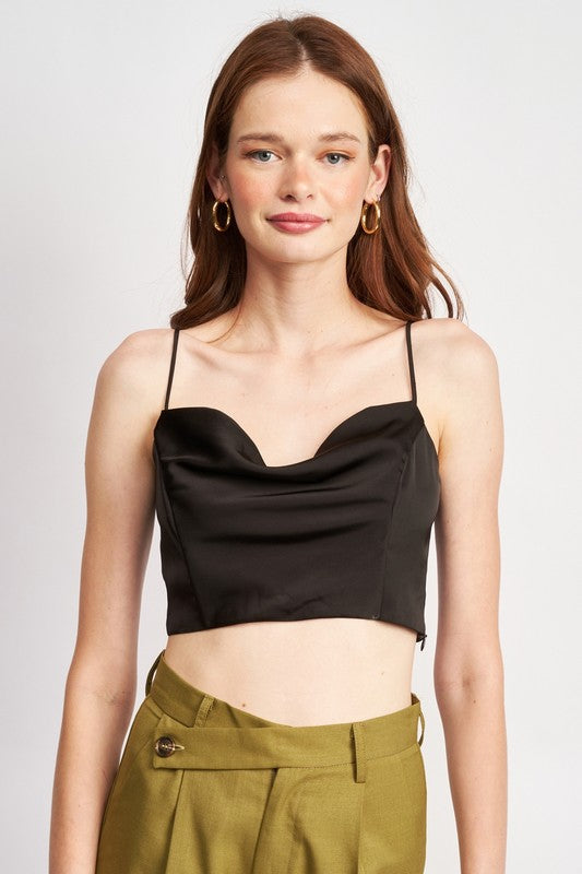 COWL NECK SATIN BUSTIER-Charmful Clothing Boutique