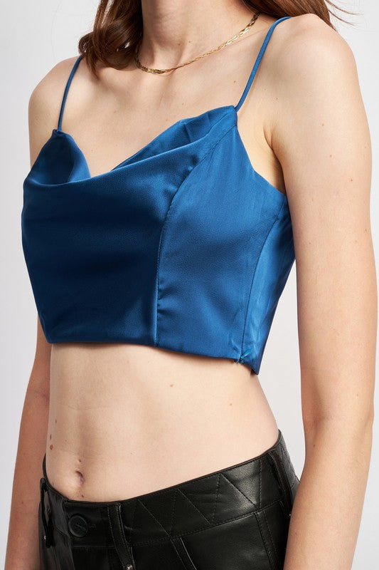 COWL NECK SATIN BUSTIER-Charmful Clothing Boutique