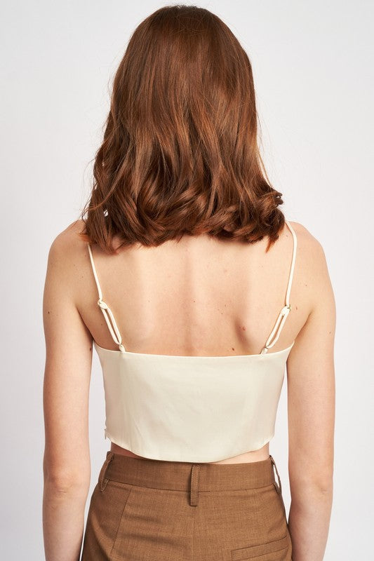 COWL NECK SATIN BUSTIER-Charmful Clothing Boutique