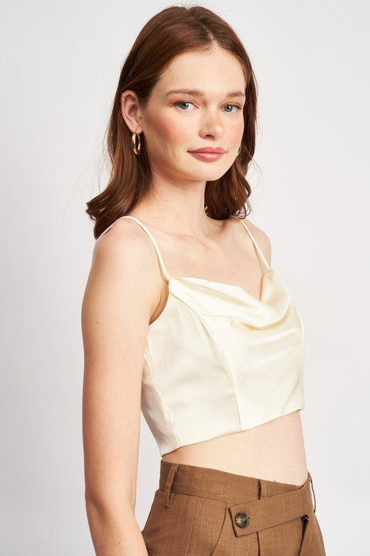 COWL NECK SATIN BUSTIER-Charmful Clothing Boutique