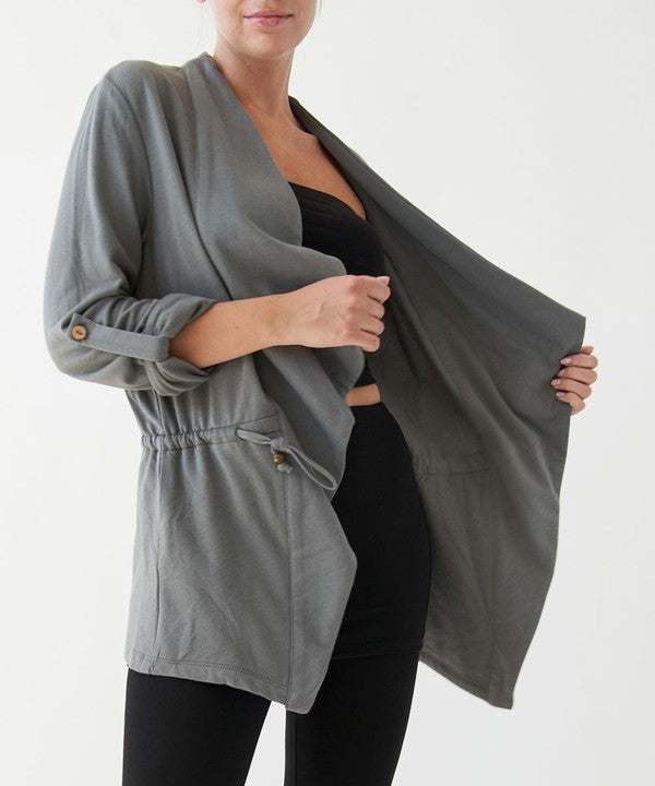 HEMP OPEN FRONT JACKET-Charmful Clothing Boutique