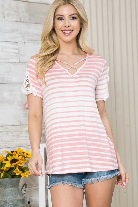 Clunny Patch Sleeve Top-Charmful Clothing Boutique