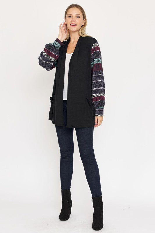 Bishop Sleeve Open Cardigan With Pockets-Charmful Clothing Boutique