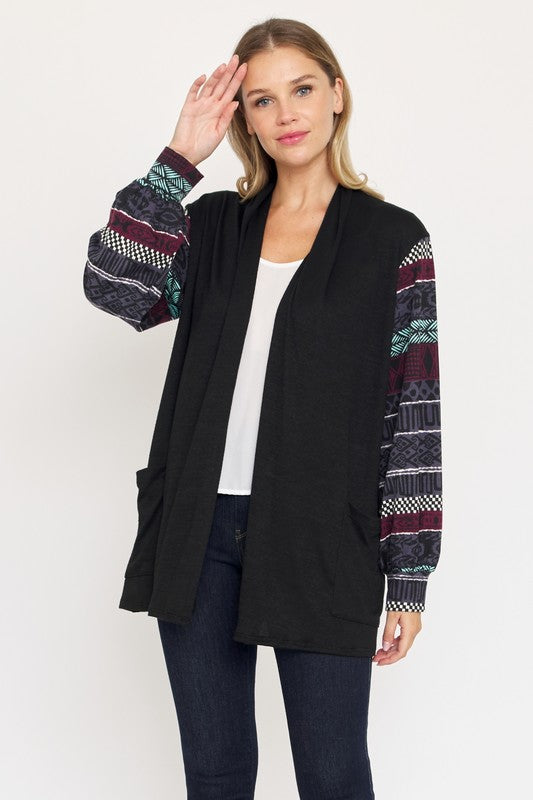 Bishop Sleeve Open Cardigan With Pockets-Charmful Clothing Boutique