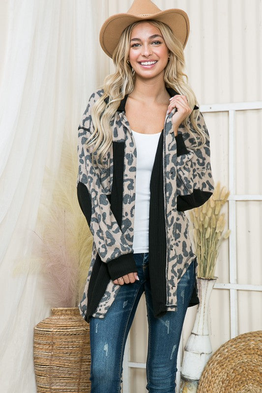 Oversized Elbow Patch Shacket-Charmful Clothing Boutique