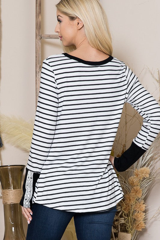 Front Twist Stripe Knit Top-Charmful Clothing Boutique