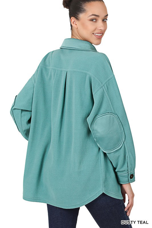 Oversized Basic Fleece Shacket-Charmful Clothing Boutique