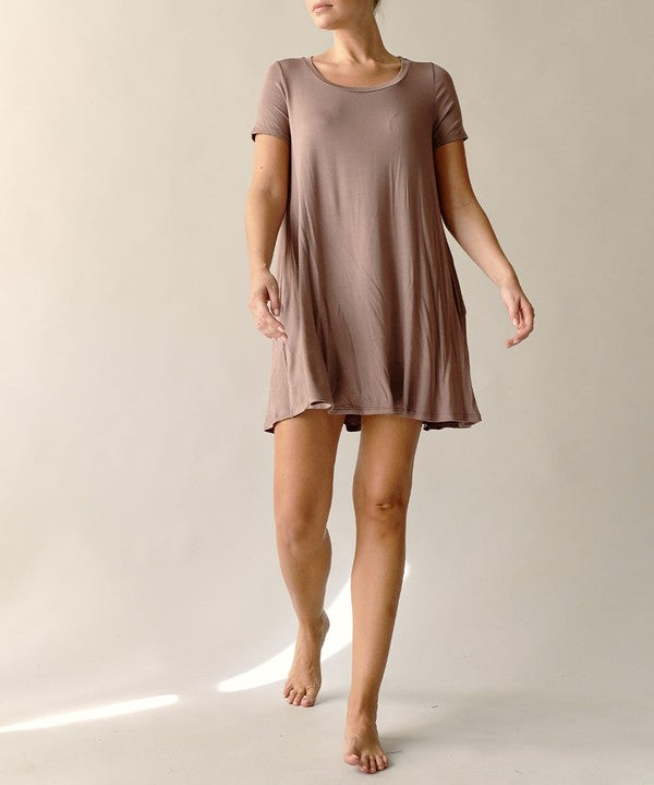 BAMBOO SHORT SLEEVE DRESS-Charmful Clothing Boutique