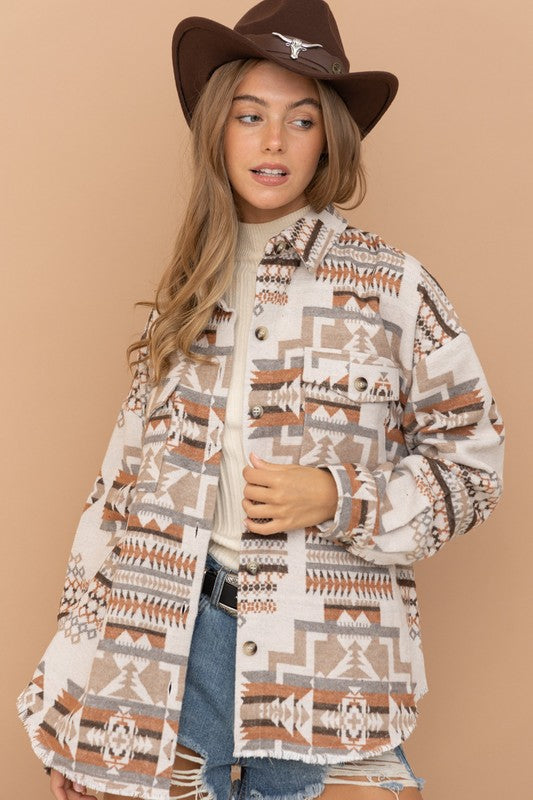 Aztec Western Shacket-Charmful Clothing Boutique