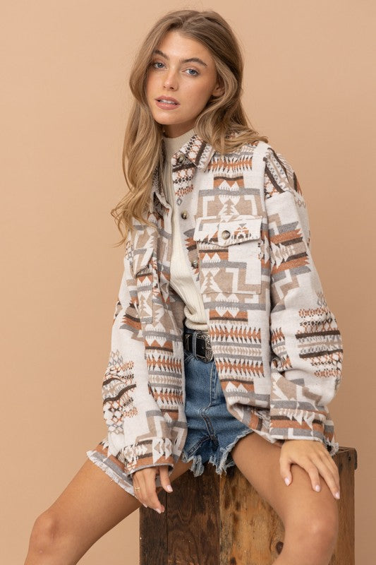 Aztec Western Shacket-Charmful Clothing Boutique