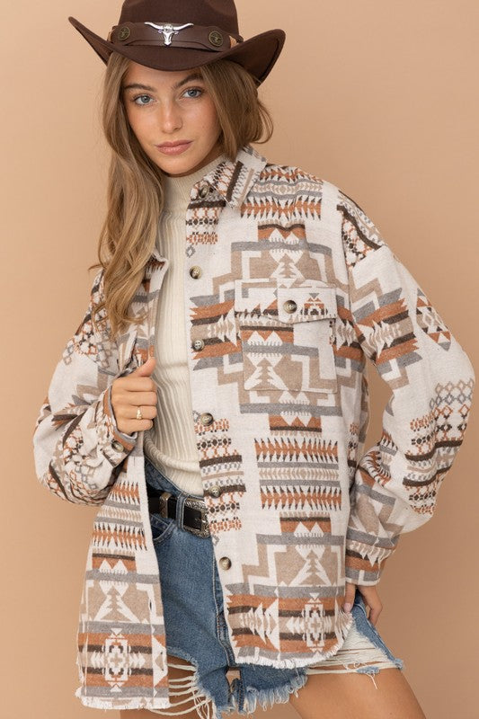 Aztec Western Shacket-Charmful Clothing Boutique