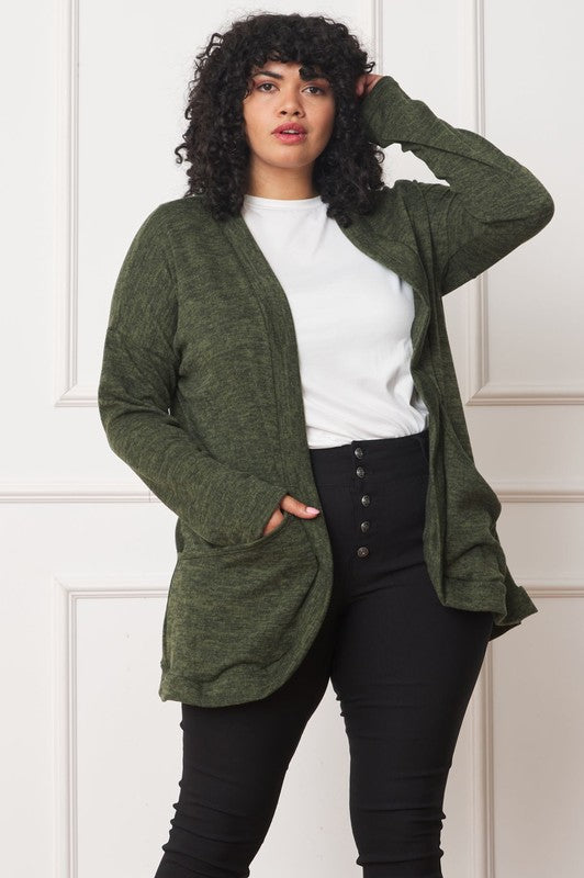 Solid Drape Pocket Cardigan-Charmful Clothing Boutique