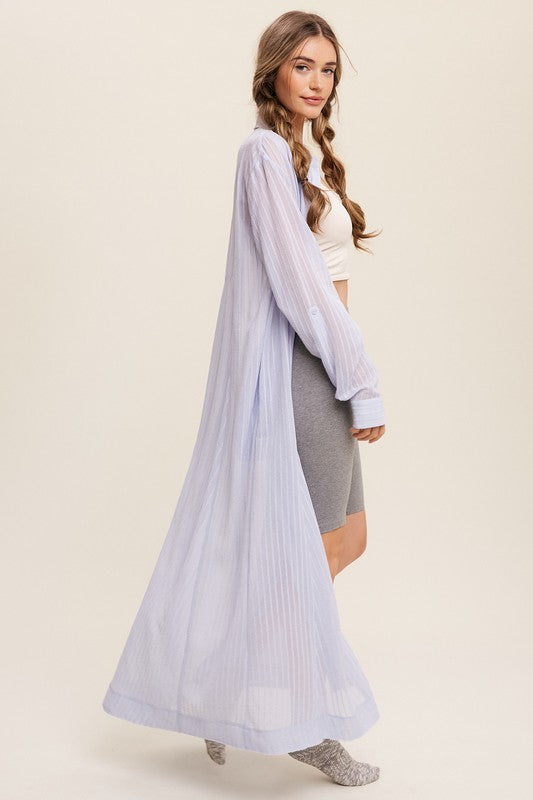 Long Button Down Shirt Maxi Dress-Charmful Clothing Boutique