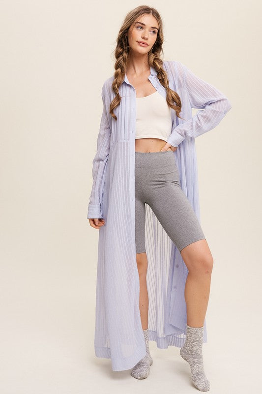 Long Button Down Shirt Maxi Dress-Charmful Clothing Boutique