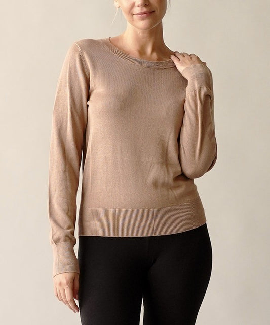 BAMBOO SWEATER CREW NECK TOP-Charmful Clothing Boutique