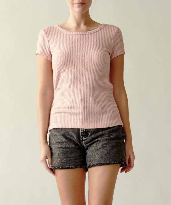 BAMBOO WAFFLE BASIC TOP-Charmful Clothing Boutique