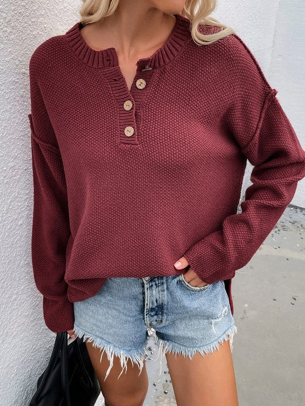 Women Long Sleeve Loose Fit Sweater-Charmful Clothing Boutique