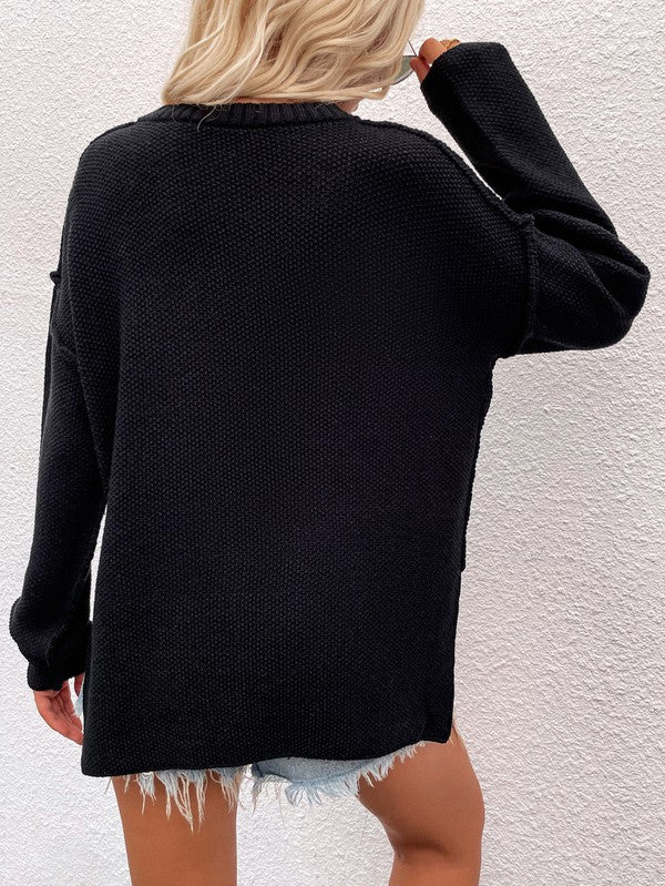 Women Long Sleeve Loose Fit Sweater-Charmful Clothing Boutique