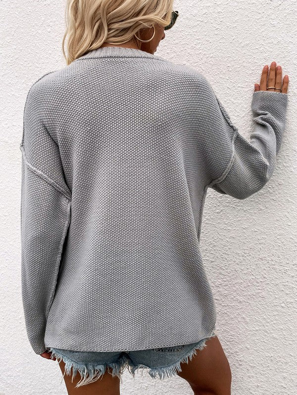 Women Long Sleeve Loose Fit Sweater-Charmful Clothing Boutique