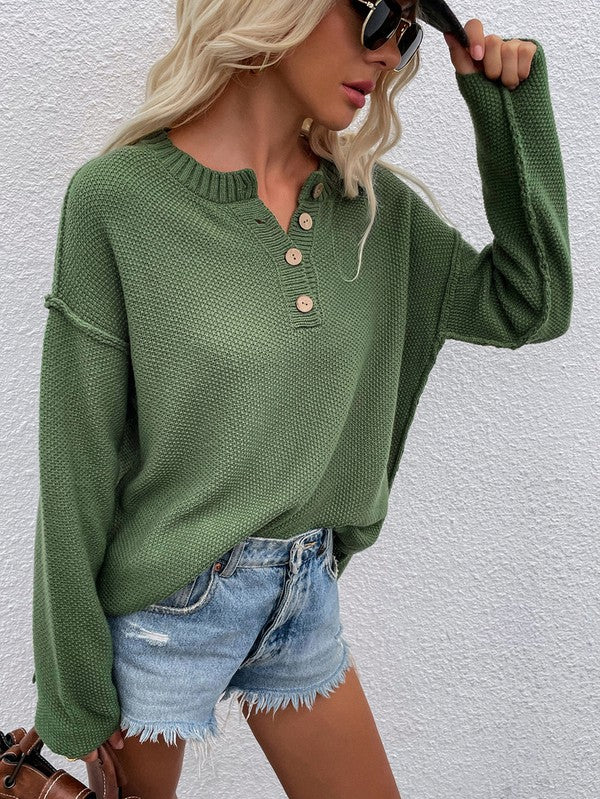 Women Long Sleeve Loose Fit Sweater-Charmful Clothing Boutique