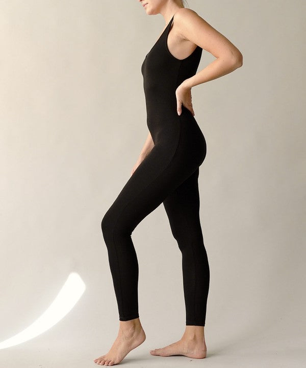 BAMBOO YOGA OVERALL NEW BLACK-Charmful Clothing Boutique