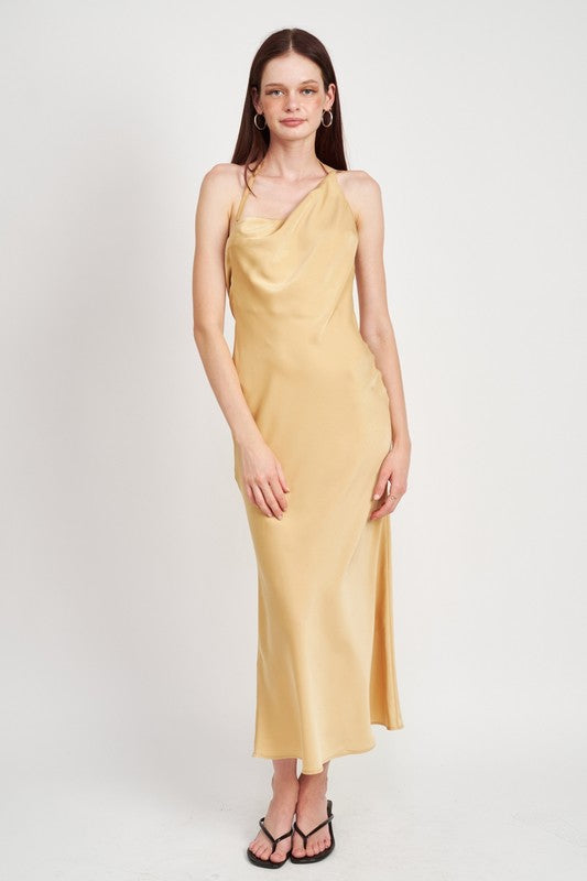 SATIN MAXI BIAS DRESS-Charmful Clothing Boutique