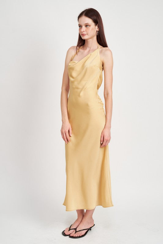 SATIN MAXI BIAS DRESS-Charmful Clothing Boutique