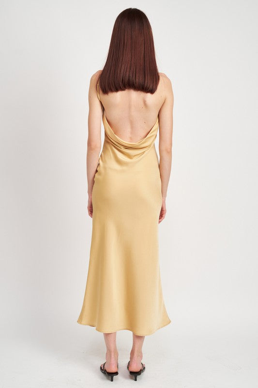 SATIN MAXI BIAS DRESS-Charmful Clothing Boutique