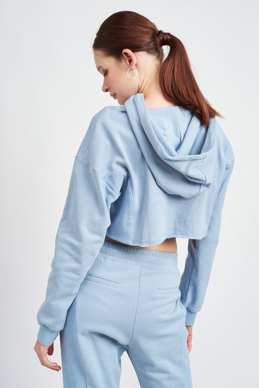 CROPPED HOODIE WITH DRAWSTRINGS-Charmful Clothing Boutique