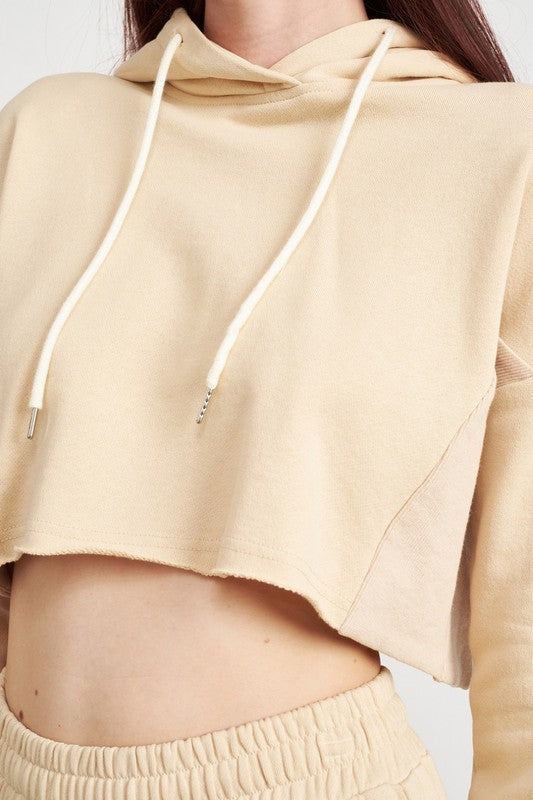CROPPED HOODIE WITH DRAWSTRINGS-Charmful Clothing Boutique