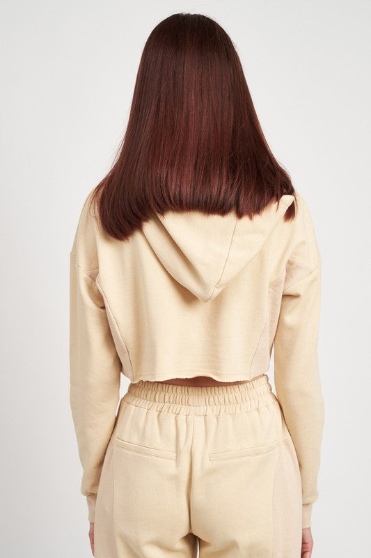 CROPPED HOODIE WITH DRAWSTRINGS-Charmful Clothing Boutique