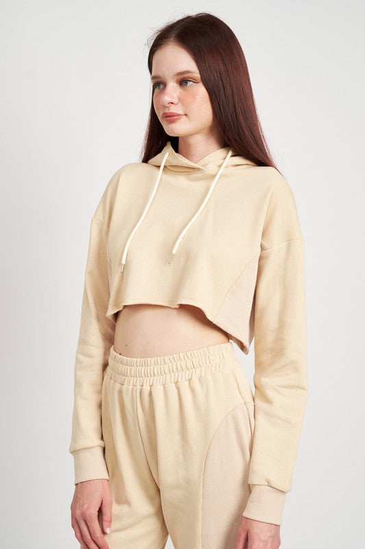 CROPPED HOODIE WITH DRAWSTRINGS-Charmful Clothing Boutique