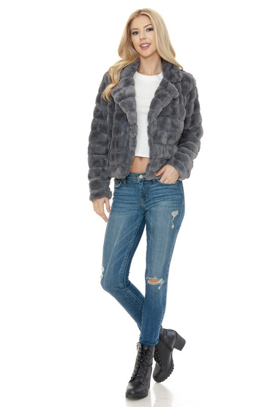 Women Faux Fur Jacket-Charmful Clothing Boutique