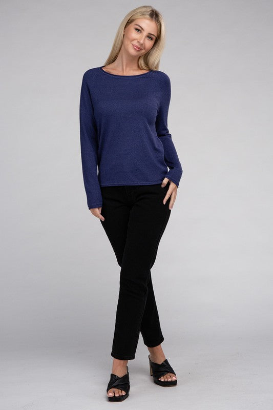 Viscose Round Neck Basic Sweater-Charmful Clothing Boutique