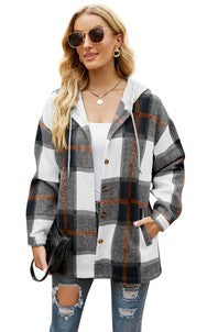 Women's Long Sleeve Shacket With Hooded-Charmful Clothing Boutique