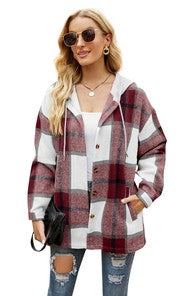 Women's Long Sleeve Shacket With Hooded-Charmful Clothing Boutique