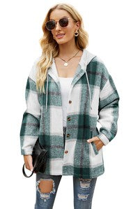 Women's Long Sleeve Shacket With Hooded-Charmful Clothing Boutique