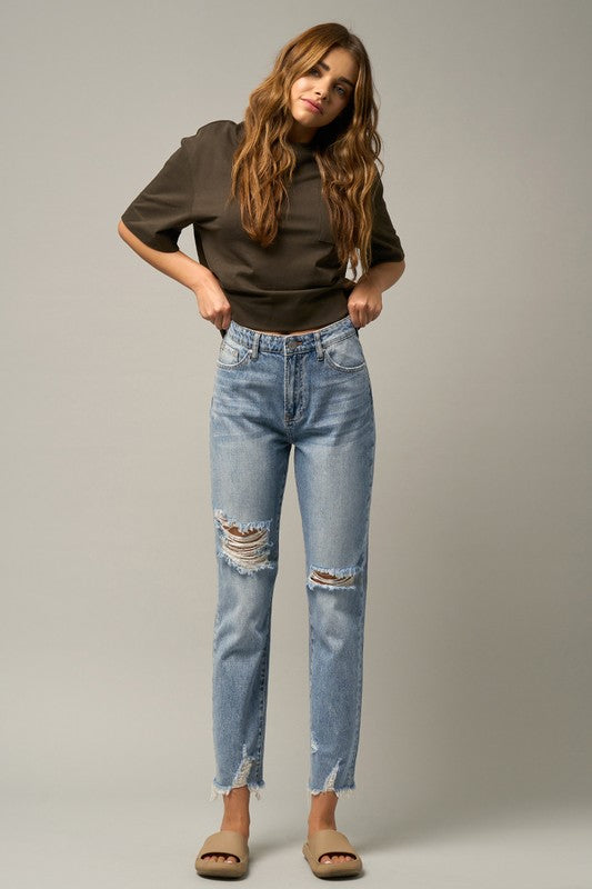 HIGH RISE PREMIUM STRAIGHT JEANS-Charmful Clothing Boutique