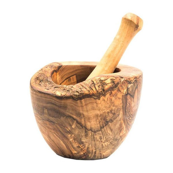 Olive Wood Rustic Mortar and Pestle-Charmful Clothing Boutique