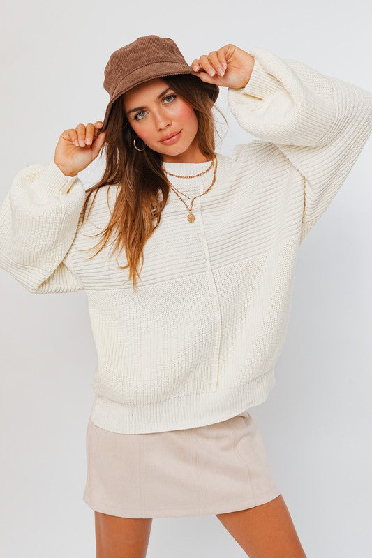 Ribbed Knitted Sweater-Charmful Clothing Boutique