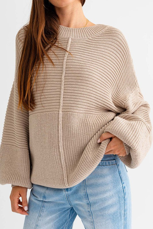 Ribbed Knitted Sweater-Charmful Clothing Boutique