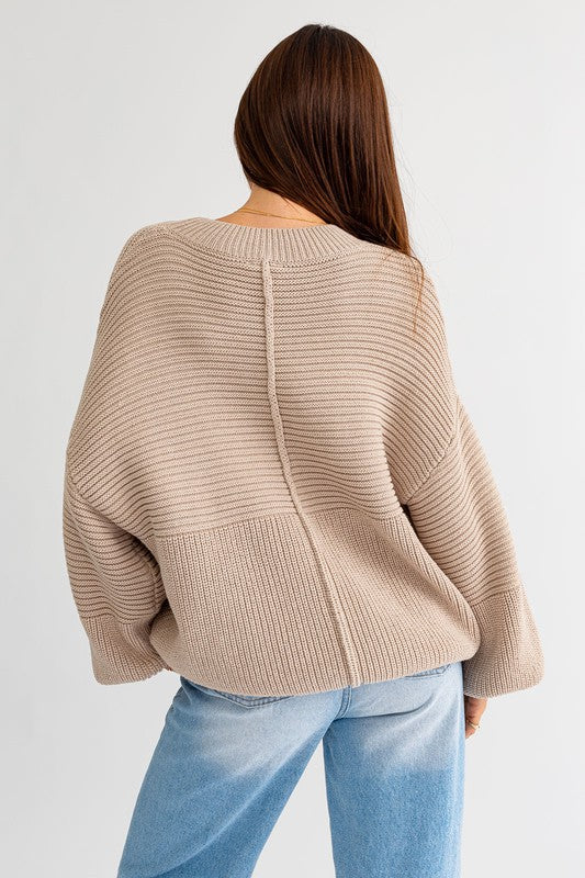 Ribbed Knitted Sweater-Charmful Clothing Boutique