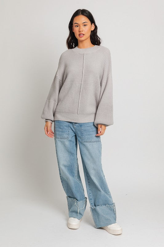 Ribbed Knitted Sweater-Charmful Clothing Boutique